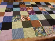 Vtg Primitive Fabric Handmade QUILT TOP Patchwork 52" x 74" Ready 2 Quilt