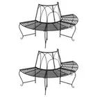 Half Round Tree Bench 2 pcs Ø159 cm Black Steel vidaXL