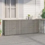 Outdoor Storage Cabinet, Tool Box Garden Shed Shelving Storages Tools Chest Organiser Home Furniture Garage Setting Grey 198x55.5x80 cm Poly Rattan