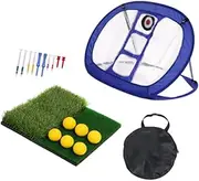 Golf Practice Net Set, Golf Hitting Nets with Mat Balls Bag Tee Golf Swing Training Net for Garage Indoor Outdoor Sports Game