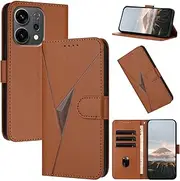 [Oduio] for Oppo Reno 14 Walle Case with Wrist Strap & Magnetic Clasp Reno 14 Case PU Leather Cover with Card Holder/Slot Stand Flip Folio Soft Shell Book Cover, Brown