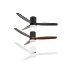 52'' Ceiling Fan DC Motor With LED Light Remote Timer Black/White/Dark Wood