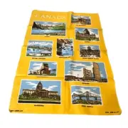 Vintage kitchen tea towel linen Canada Provinces 20x30” Retro Yellow