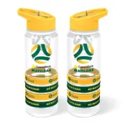 Football Australia Matildas Tritan Plastic Drink Bottle Flip Drinking Straw a...