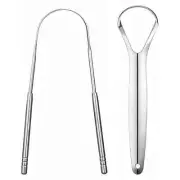 2Pcs Stainless Steel Tongue Scraper Cleaner Bad Breath Oral Fresher Hygiene Tool