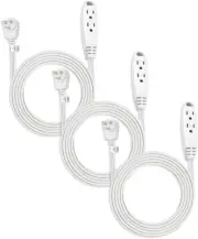 3 Outlet Flat Extension Cord for Indoor, 3 Prong Extension Cord with 16AWG 125V