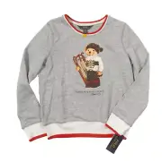 Polo Ralph Lauren Girls Grey Sled Polo Bear Atlantic Terry Pullover Sweatshirt