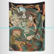 Nagasaki Kangayu-saemon, holding a large bow, riddled with arrows, and enveloped