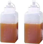 XKONG Large Caliber Squeeze Bottle, Large Sauce Bottle, Square SqueezeSauce Bottle, 800ML Jam Tomato Salad Sauce Bottle(2 pcs)