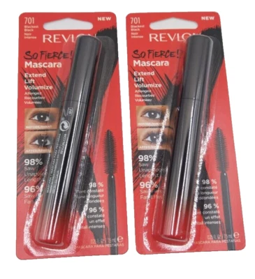 2 pack Revlon So Fierce Extend Lift Volumize Mascara 701 Blackest Black 0.250z.