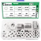 270PCS 8 SAE Sizes 304 Stainless Flat Washer Assortment Kit Flat Screws Bolts