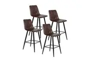HomeStar Set Of 4 Molly Faux Leather Kitchen Counter Bar Stool Metal Legs - Brown