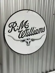 RM WILLIAMS LONGHORN 560 MM DIAMETER METAL SIGN