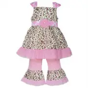 AnnLoren Boutique Pink Leopard Tunic and Capri Outfit 12-18 Months