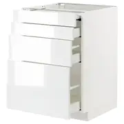 METOD / MAXIMERA bc w pull-out work surface/3drw, white/Ringhult white, 60x60x80 cm