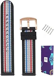 MGHN 20 22mm Watch Straps for Men Women Rubber Watch Strap NATO Strap (Watch Pins Watch Strap Loop Watch Case) (Color : White Rose Gold Buckle, Size : 20mm)