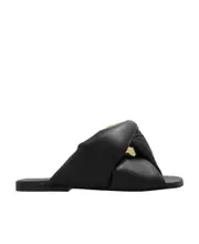 Chain Twist leather slides 35,37.5,36,37,38.5,39.5,38,36.5 Black