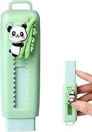 Push Out up Erasers | Push Pull Retractable Cartoon Panda Pencil Erasers for Kids | Cute Writing Painting Drawing Clean Tool