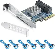 REDLUX 6 Port PCIe SATA Card, SATA3.0 Expansion Card, X2, with 6 SATA Cable, Support SSD and HDD
