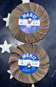 Two Merit 3" 240 Grit Very Fine Flap Wheel 3x1x1/4 A/O TWO WHEELS