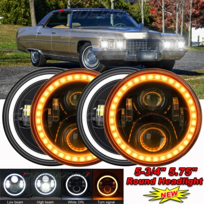 4PCS 5-3/4" 5.75" Inch Round LED Headlights Halo For 1960-1972 Cadillac DeVille (for: Jaguar)
