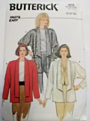 Blazer Jacket Open Front 8 10 12 Butterick 3026 Sewing Pattern UC VTG Fast Easy