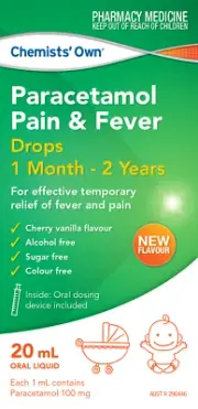 Children's Pain & Fever, 1 Month - 2 Years, Paracetamol 20ml Cherry Vanilla