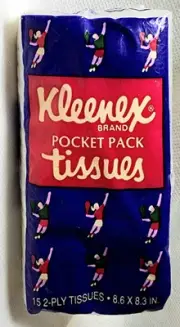 Vintage Kleenex Brand Pocket Tissues White 1987 Sealed BRAND NEW IN PACKAGE