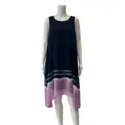 $145 NWT Donna Karan Blue Sand Sea Sky Pink Stripe Gradient Kaftan Dress size XS