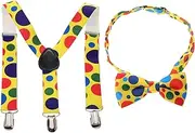 [FRCOLOR] 1 Set Dot Bow Tie Belt Clown Suspenders Suspenders Bow Tie Clown Bowtie Party Favor Suits for Boys Colorful Dot Suspender Bib Short Elastic Halloween Toddler, 多色