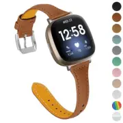 StrapsCo Slim Leather Watch Band Strap for Fitbit Versa 3