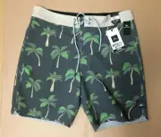 New Rip Curl Men's Surf Beach Board Shorts, Mirage Palma Palm Tree Print, Black