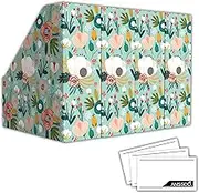 ANSSDO 6 Pack Cardboard Magazine Holder - Premium Magazine File Organizer, Large Volume Storage Box as Book Bins or Folder Holder for Desk - Teal Floral