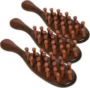 FRCOLOR 3pcs Wood Scalp Massager Comb Sandalwood Massage Tool Multi-functional Massage Comb Wide Tooth Wooden Comb Ergonomic Wood Massage Comb