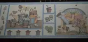Country Garden Sun Flowers Debbie Mumm Watering can Blue Wall Wallpaper Border