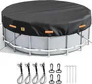 Solar Pool Covers 12 FT Round,Pool Covers for Above Ground Pools,Durable Tearproof Waterproof Polyester Cloth,Summer Swimming Pool Cover,Cold and UV-Resistant,with Ground Nail Sets-Aibiley