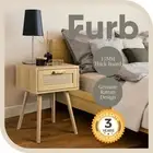 Furb Bedside Table Rattan Side End Table Nightstand Storage Cabinet for Bedroom