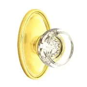 Emtek Georgetown Crystal Door Knob Privacy Set Oval Rosette Polished Brass