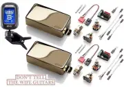 EMG 81 + 85 GOLD ACTIVE HUMBUCKER PICKUP SET SHORT SHAFT POTS & WIRING ( TUNER )
