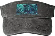 [RLDOBOFE] Sun Visor Hat Adjustable Empty Top Baseball Cap Blue Fish Scale Pattern Sun Hats for Women Men Sports Hats Summer Beach Cap