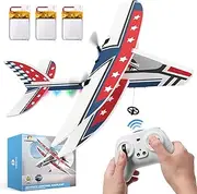 [DEERC] RC Plane, 2.4GHZ Remote Control Airplane W/ 3 Batteries & 6-axis Gyro Stabilizer, 2CH RTF RC Glider Toy for Beginners Kids Boys Girls Adults