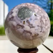 1.19LB Natural Sakura Flower Agate QUARTZ Sphere Crystal Ball Healing