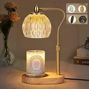 [CYUNER] Candle Warmer Lamp With Timer & Dimmer - Height Adjustable for Scented Candles - Includes 2 50W Bulbs for Home Decor (Gold)