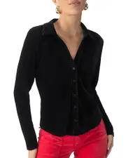 Sanctuary Textured Velvet Button Up Top