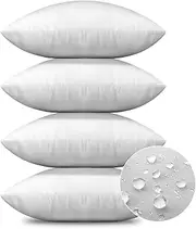 OTOSTAR Premium Outdoor Throw Pillow Inserts 18x18 Inch Waterproof Pack of 4 Square Decorative Sofa Pillow Stuffer for Bed Couch Sham Cushion (White Set of 4)