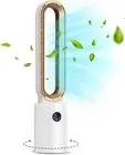 Bladeless Tower Fan with Air Purification, 24-Speed Wind, 12H Timer, Gold