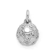 14k White Gold Real Diamond Soccer Ball Pendant