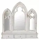 Three-Part Table Mirror Shabby Mirror Antique Vanity Mirror Deco Mirror White