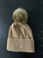 Moncler Grenoble Beanie With Faux Fur Pom-Pom - Biege