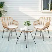 Gardeon 3PC Outdoor Furniture Bistro Set Lounge Setting Table Chairs Cushion Patio
